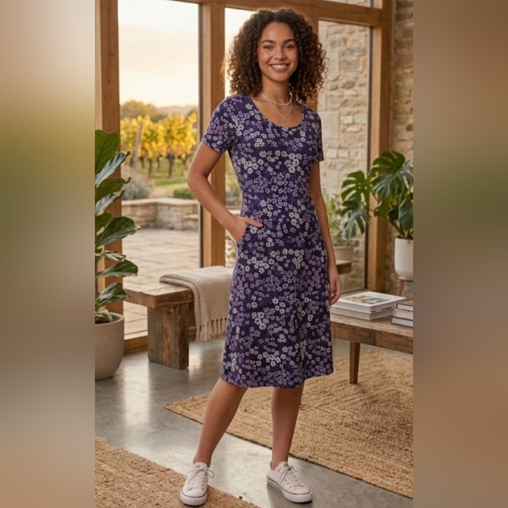 Mandee Floral Mini Dress in Black and Purple